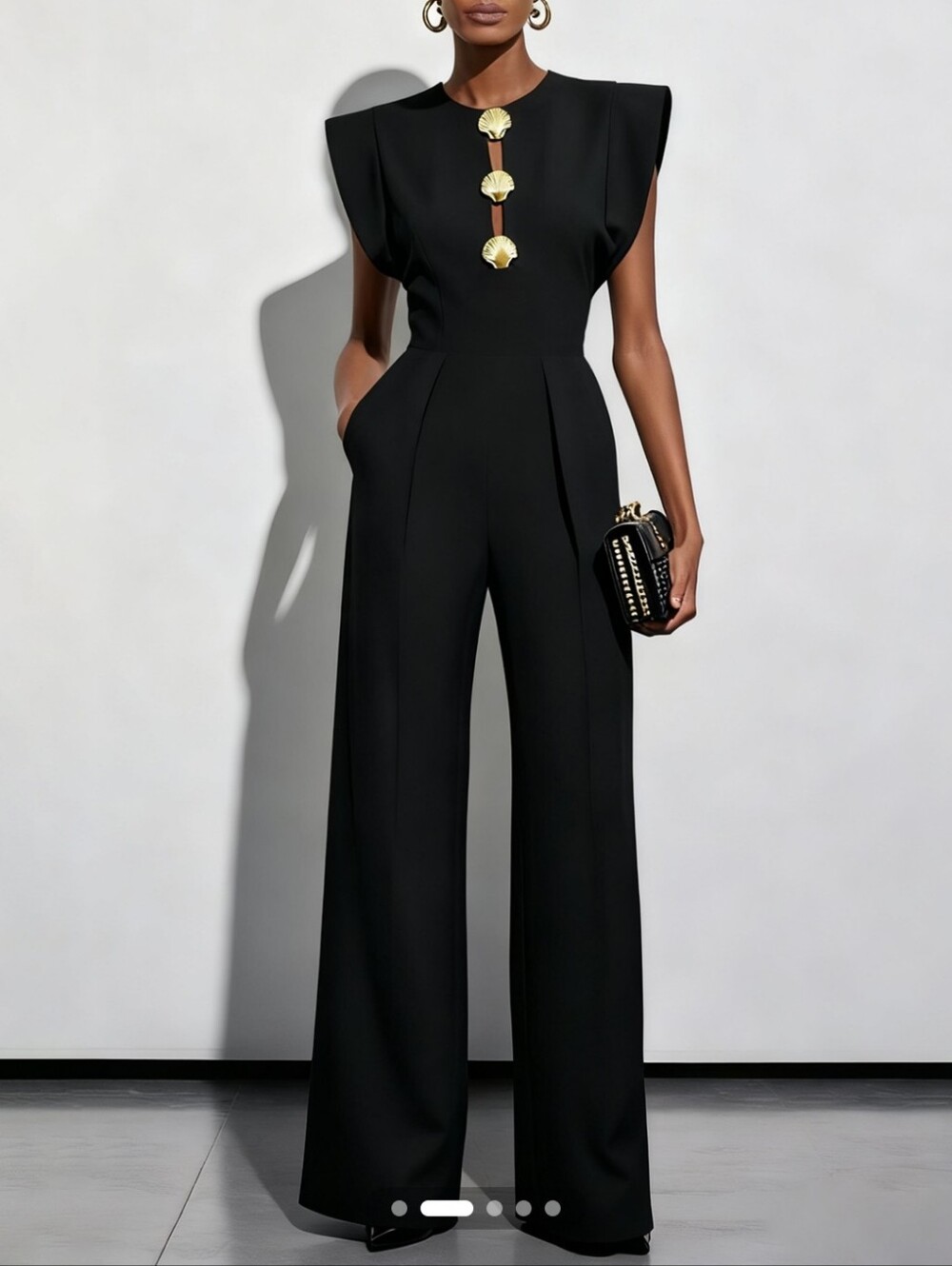 Fehaute Buckle Hollow Out Cap Sleeve Jumpsuit Size 2